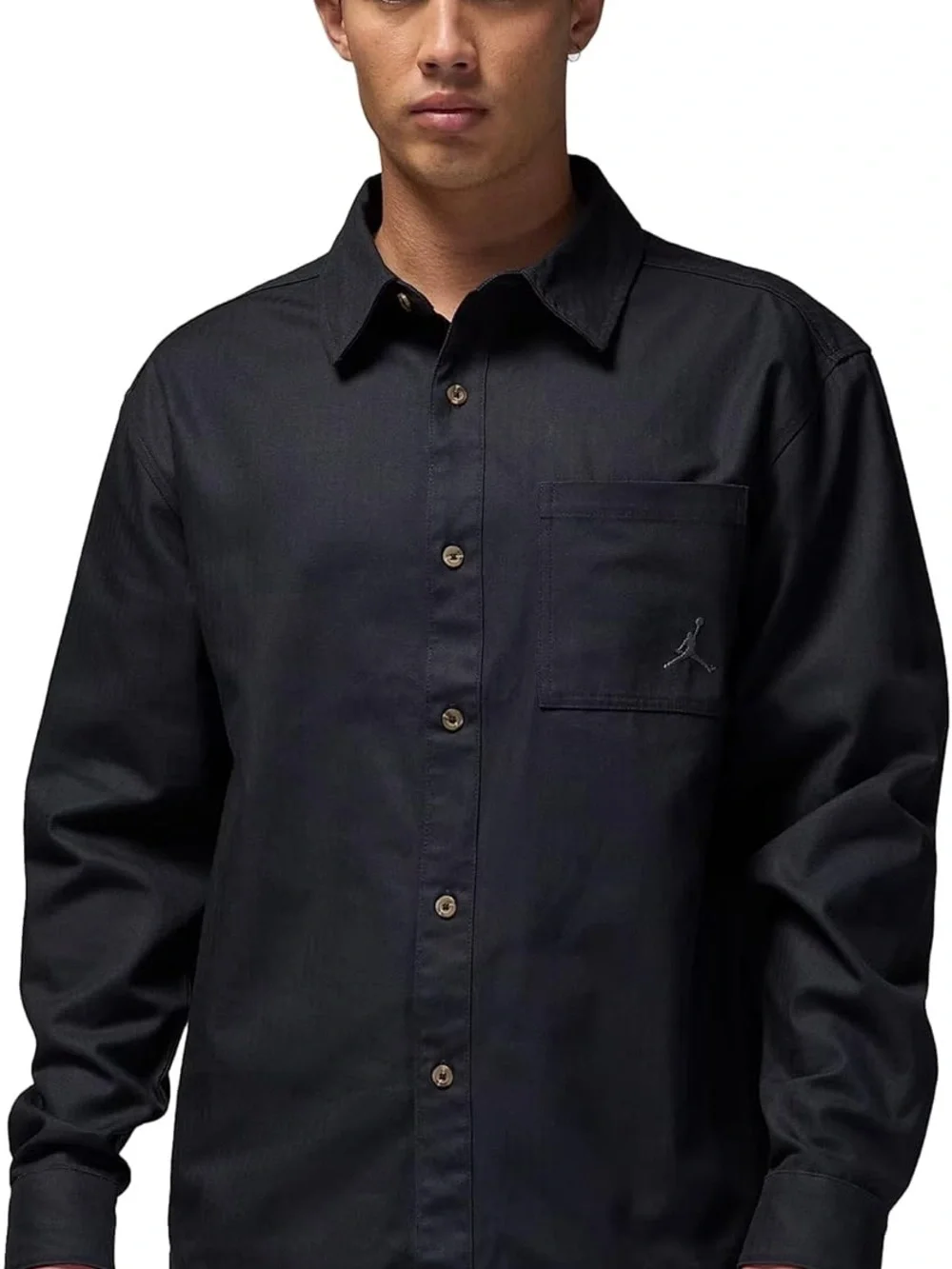 AIR JORDAN Essentials Oversized Men’s Black Button Down Shirt FV7446 010 Size S